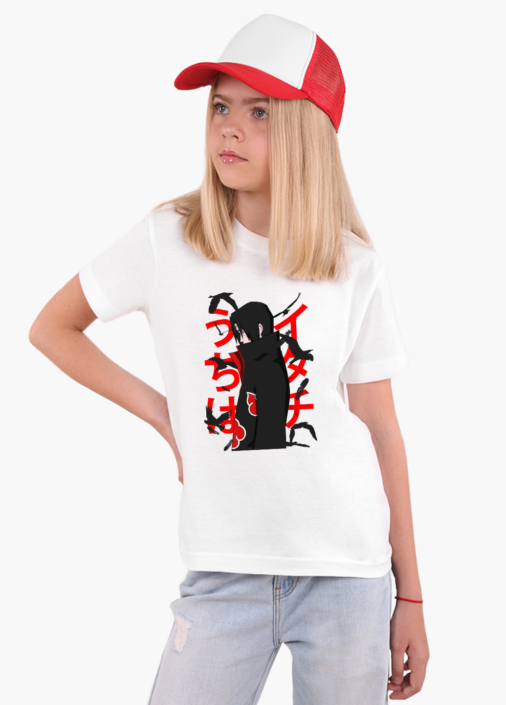 Белая демисезонная футболка дитяча ітачі учіха наруто (itachi uchiha) білий (9224-2817) 164 см MobiPrint