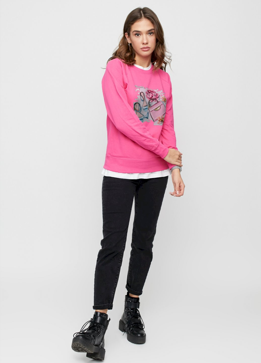 Розовый свитшот женский /no flis/ YAPPI рисунок (251374794)