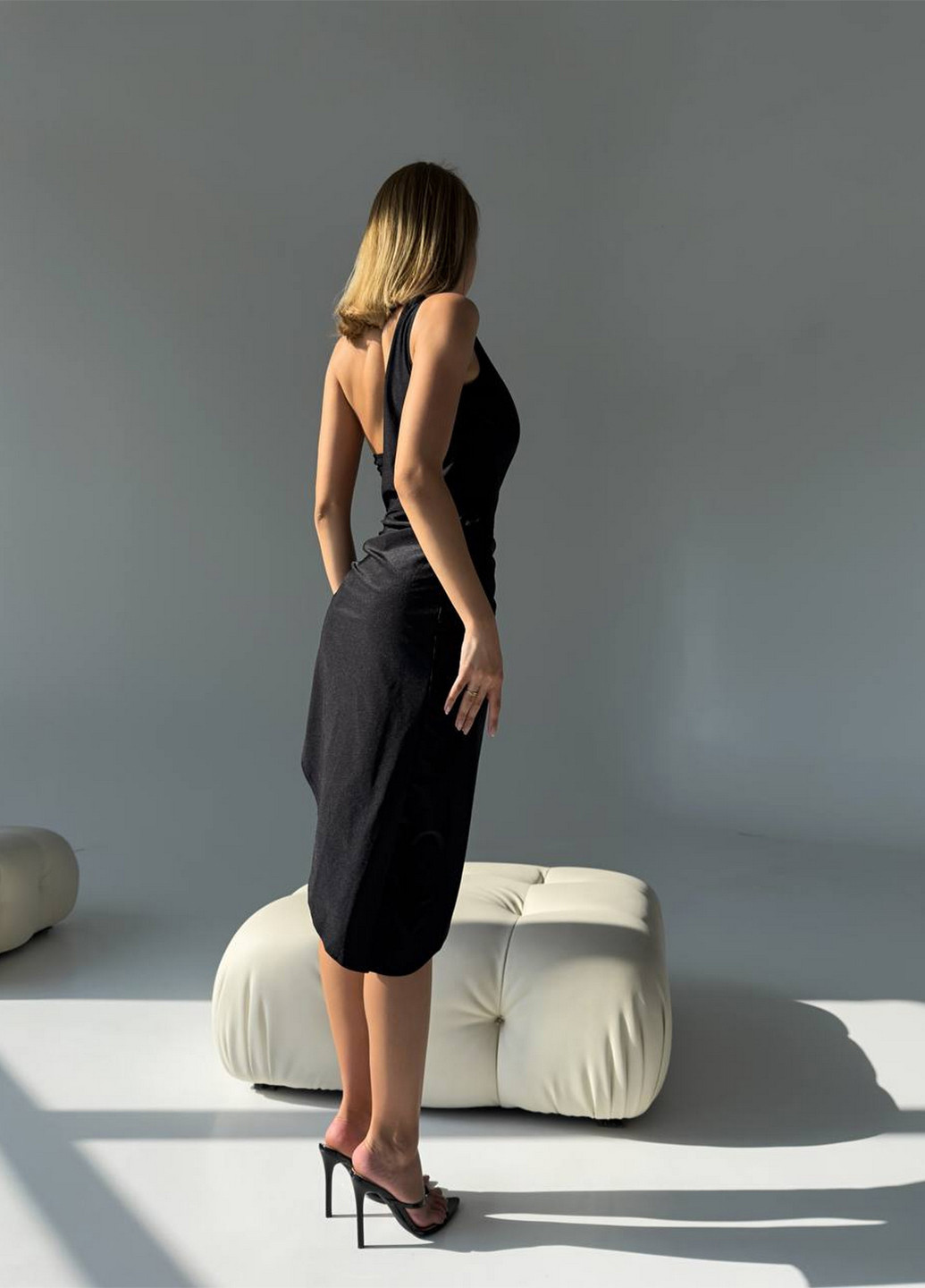 Чорний літній пляжний комплект жіночий (купальник, парео) бандо, роздільний NOVA VEGA