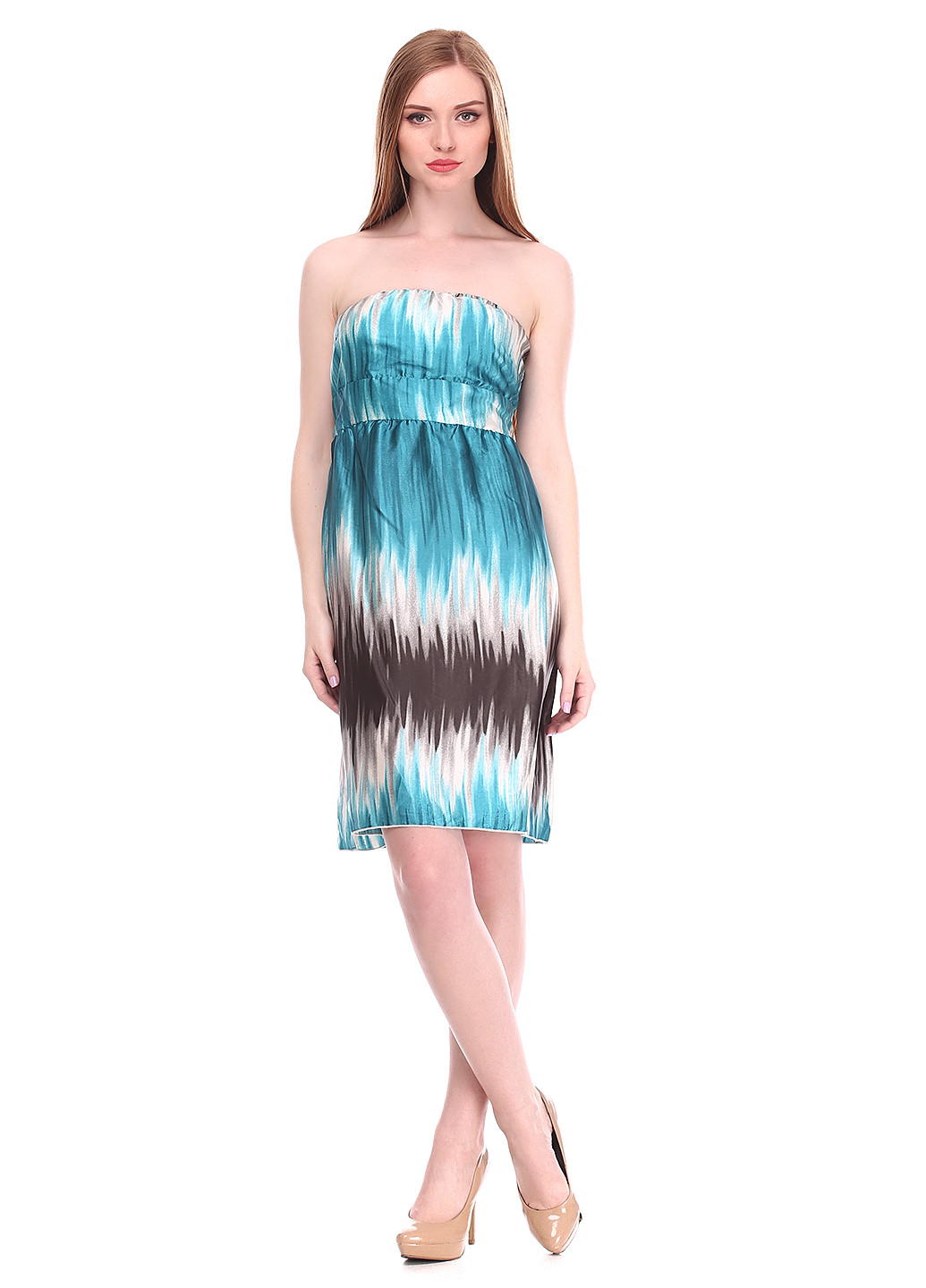 Бирюзовое кэжуал платье Dept с абстрактным узором