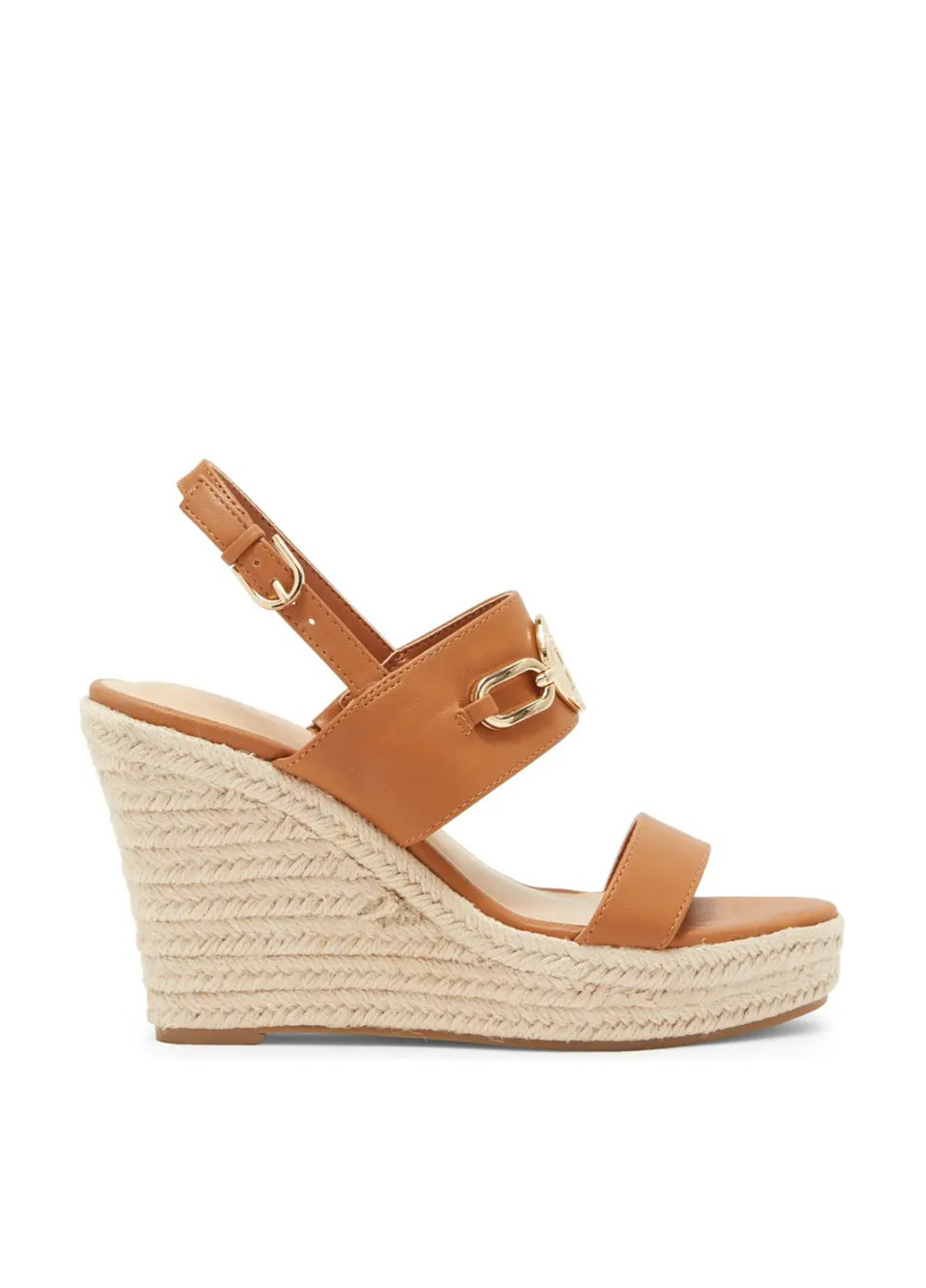 Светло-коричневые босоножки Tommy Hilfiger с ремешком на плетеной подошве, с логотипом