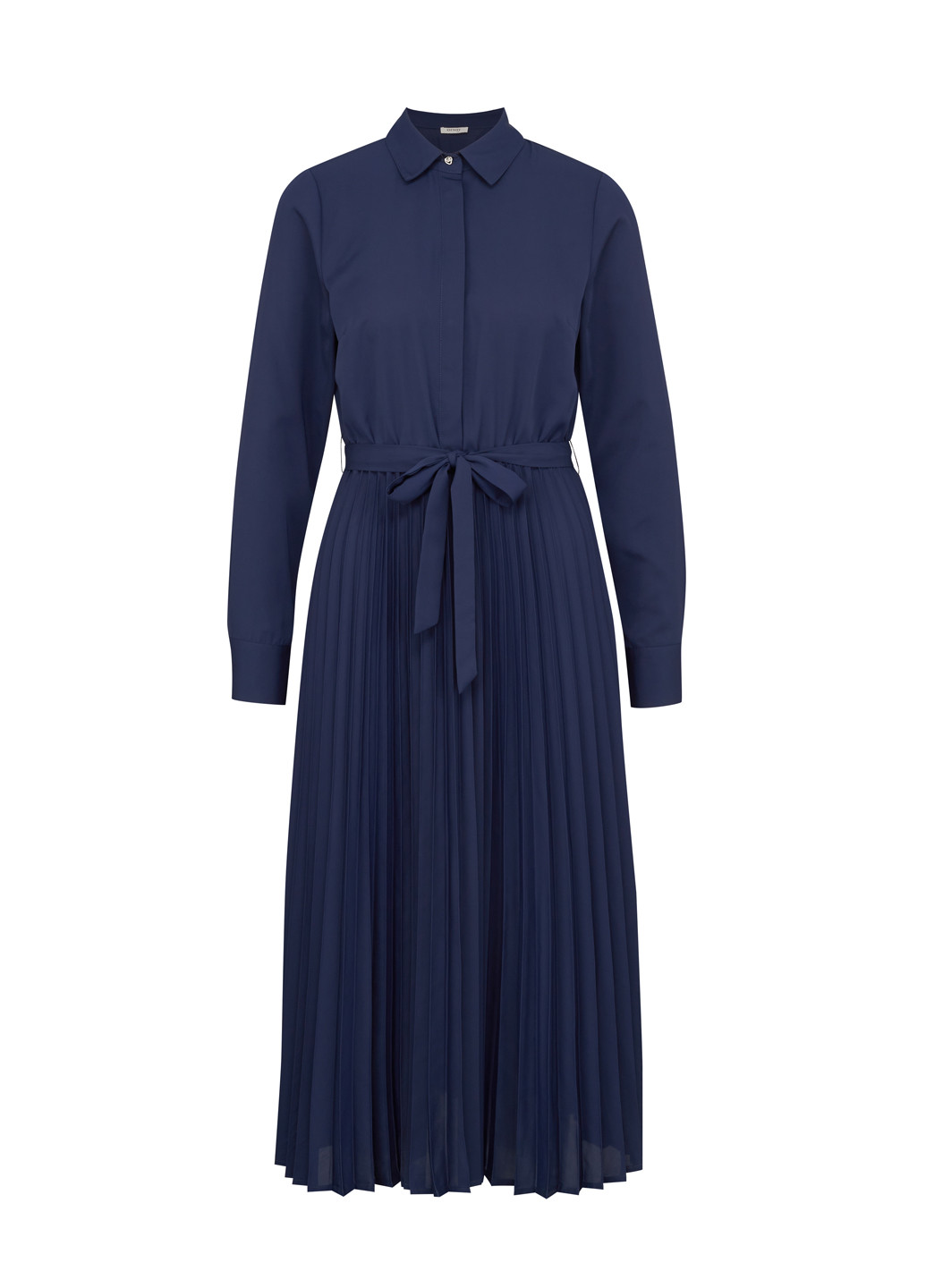 Синее кэжуал платье плиссированное, а-силуэт Orsay однотонное