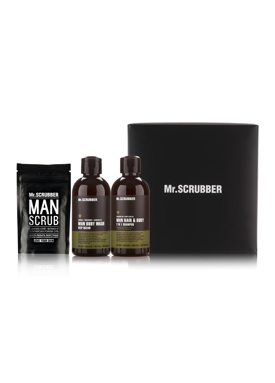 Подарочный набор New Man Basic (265 мл + 265 мл + 100 г) Mr. Scrubber (208461741)