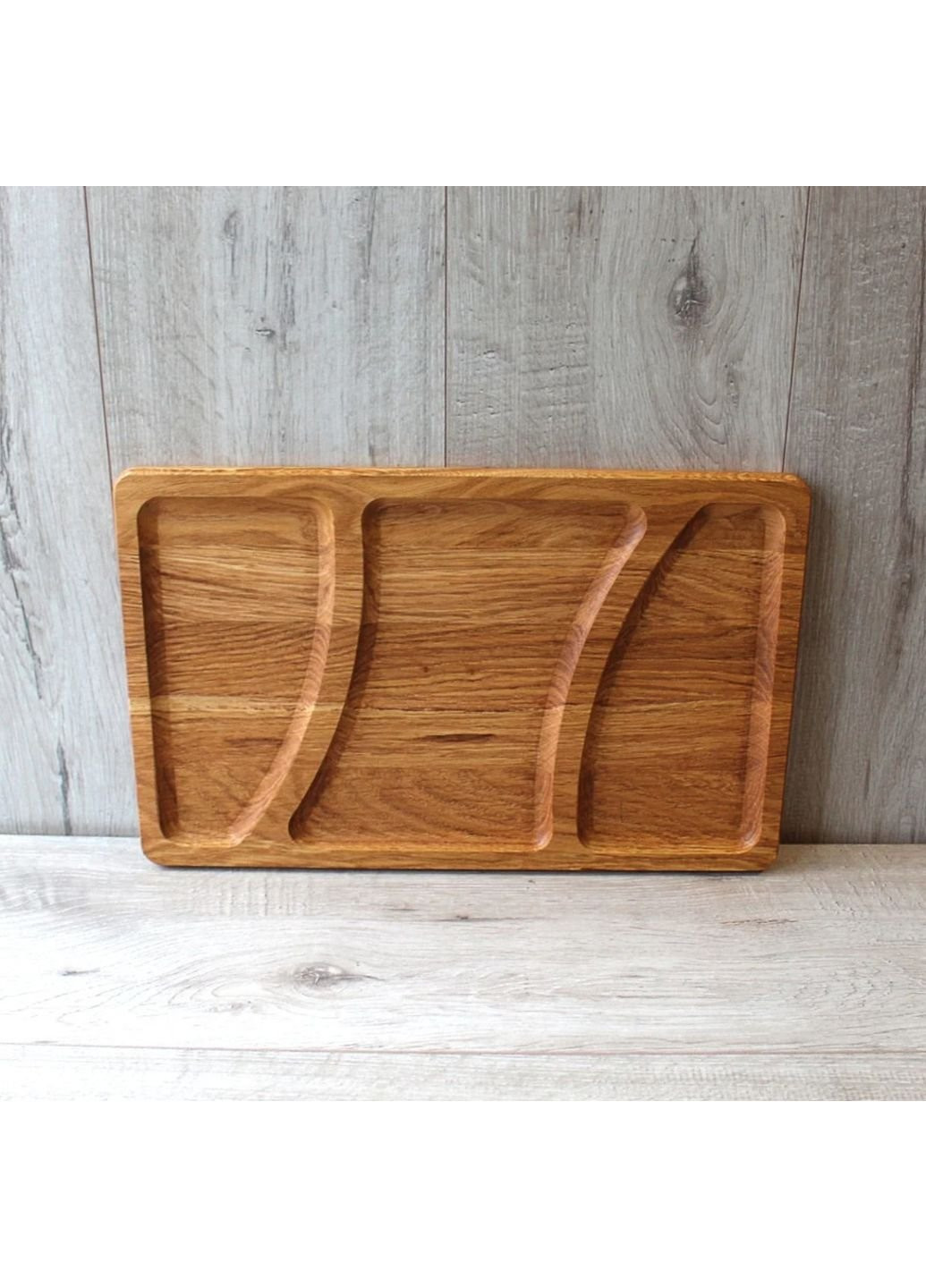 Менажниця прямокутна Дерево Карпат Т-52-Дуб 3 секції 25х40 см No Brand (253869229)