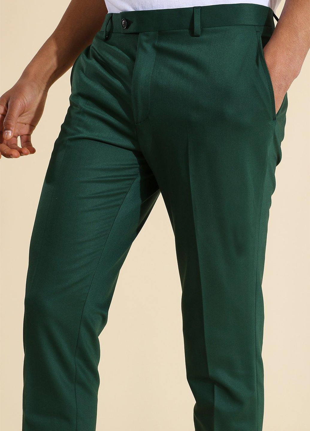 Зеленые кэжуал демисезонные зауженные брюки Boohoo