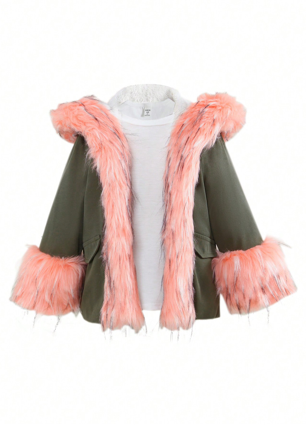 Комбинированная зимняя куртка куртка-пальто SHEIN