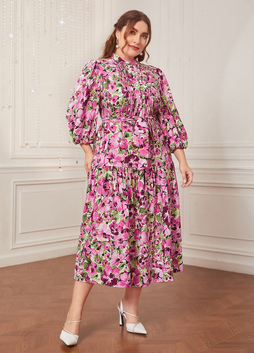 Комбінована кежуал сукня а-силует SHEIN з квітковим принтом