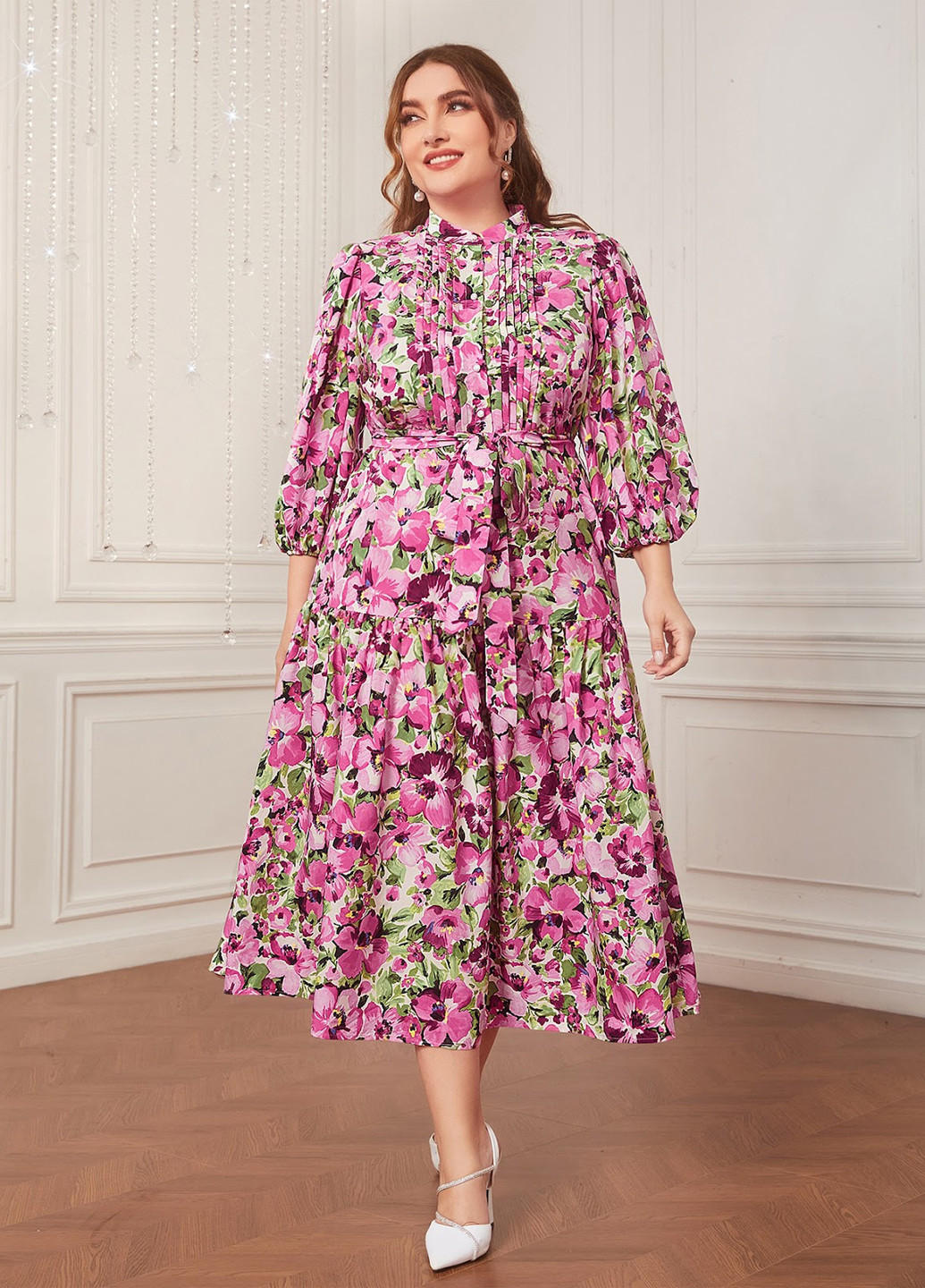 Комбінована кежуал сукня а-силует SHEIN з квітковим принтом