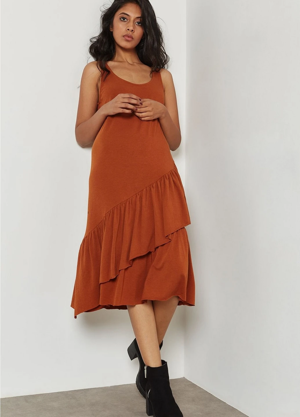 Коричневое кэжуал платье Mango