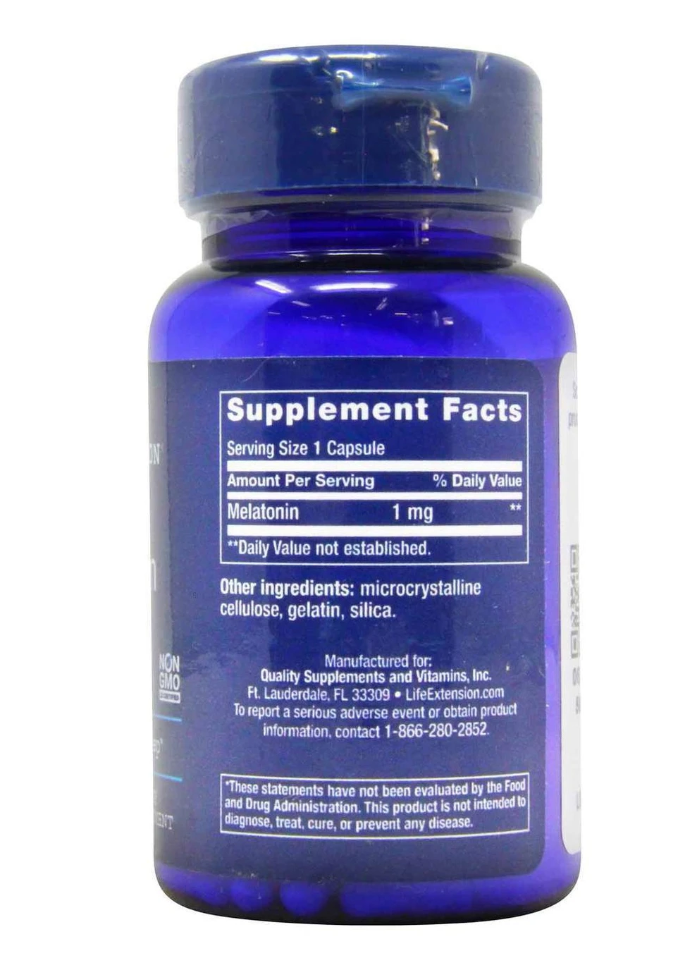 Мелатонин Melatonin, 1 mg, 60 Capsules Life Extension (254916589)