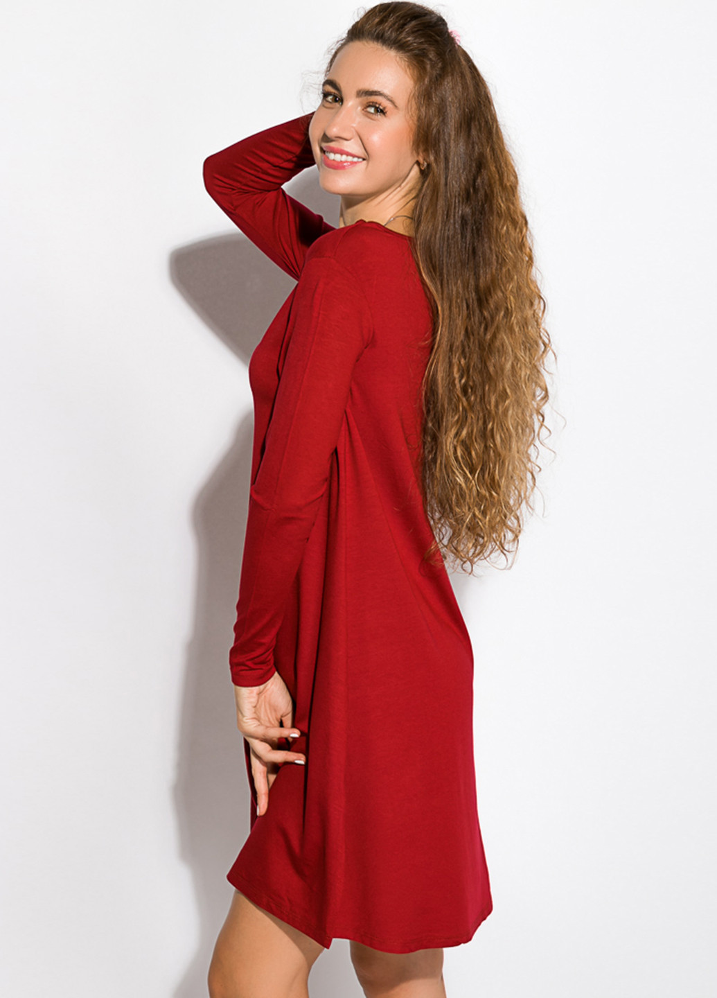 Бордова кежуал сукня а-силует Time of Style