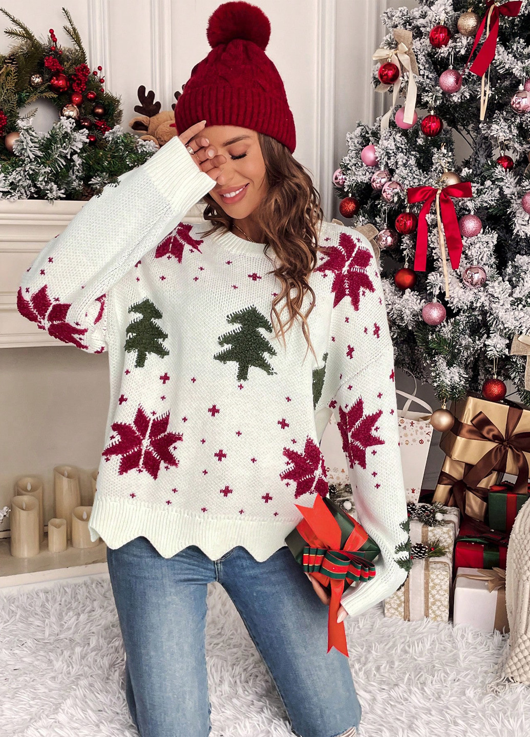 Белый зимний джемпер джемпер SHEIN