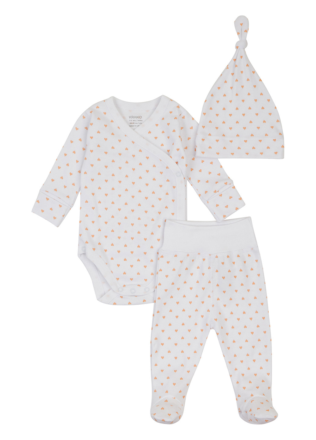 Білий демісезонний комплект (шапка, боді, повзунки) KRAKO