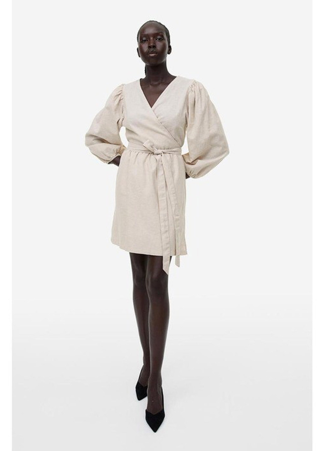 Світло-бежева кежуал сукня на запах H&M однотонна