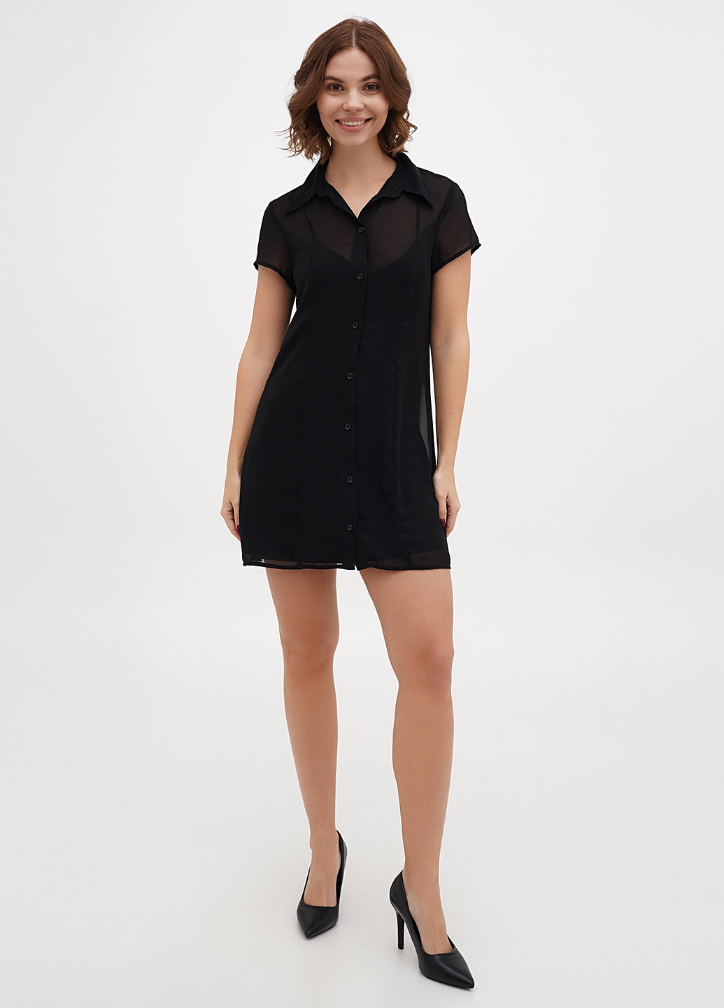 Черное кэжуал платье рубашка H&M однотонное