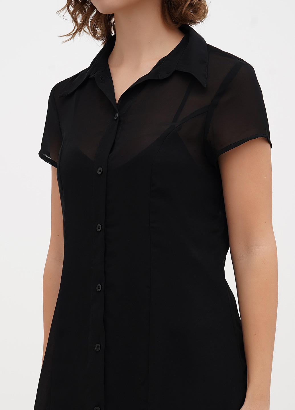 Черное кэжуал платье рубашка H&M однотонное