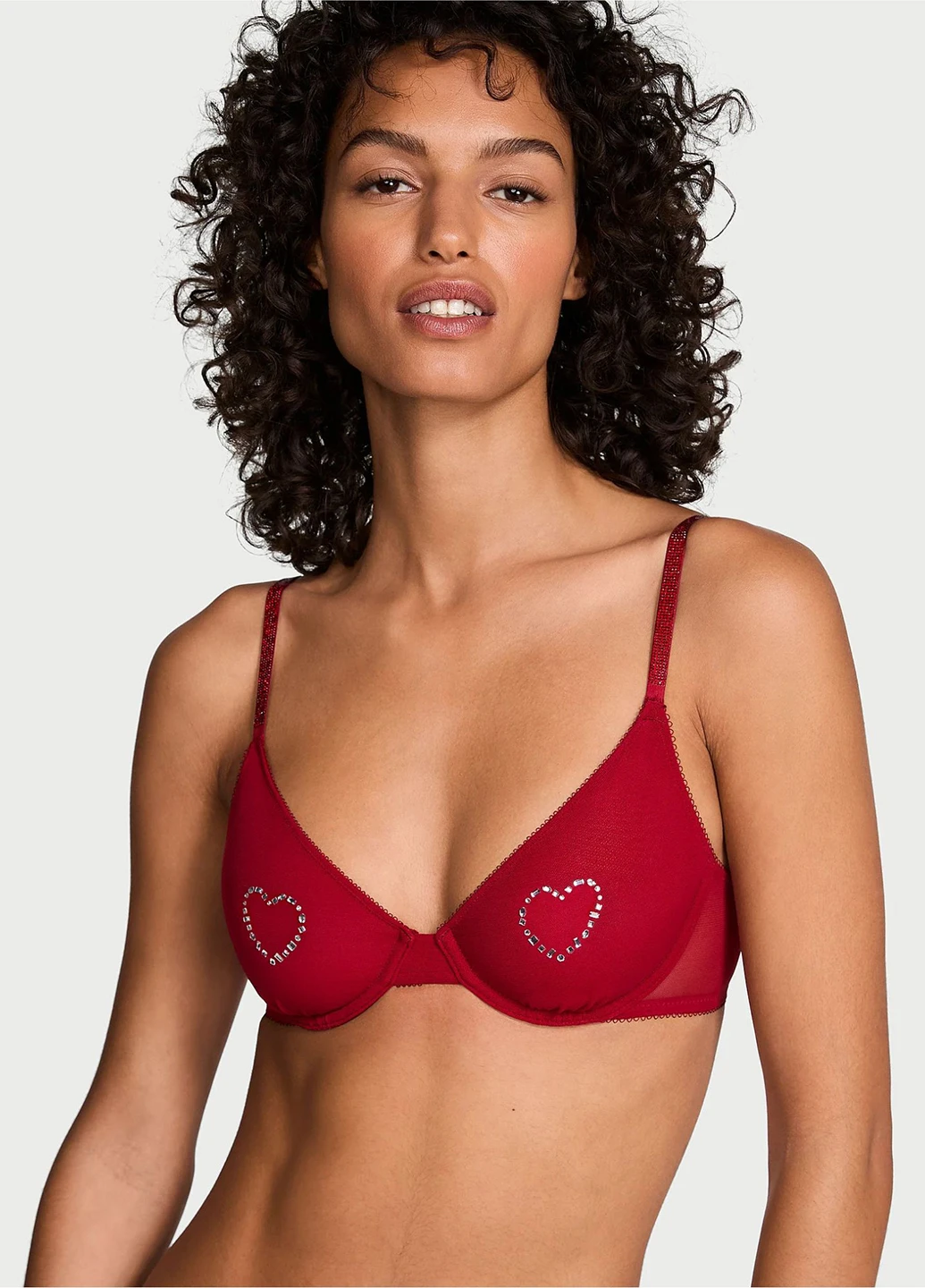 Красный бюстгальтер Victoria's Secret с косточками полиамид