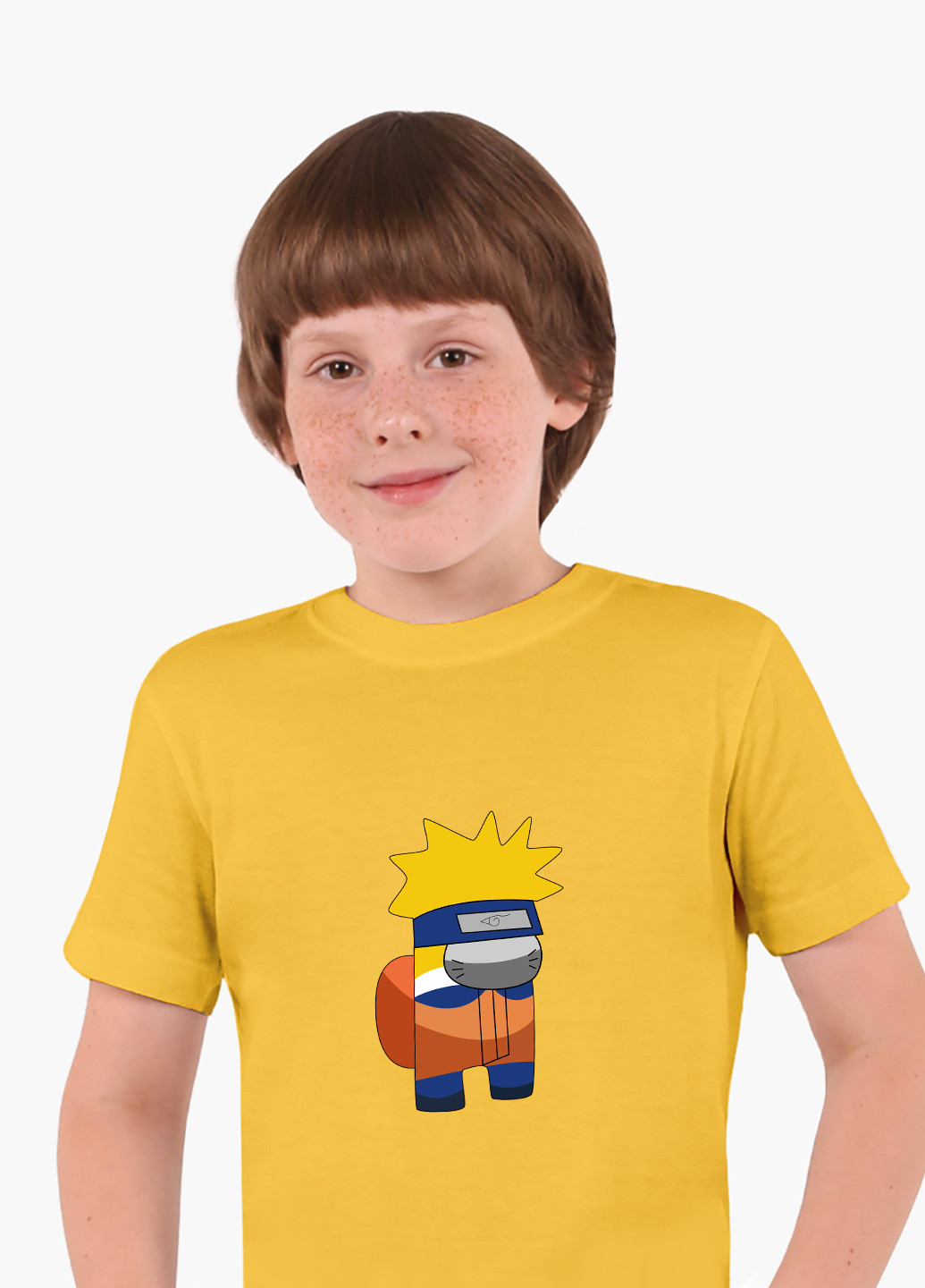 Желтая демисезонная футболка детская амонг ас наруто (naruto among us)(9224-2424) MobiPrint
