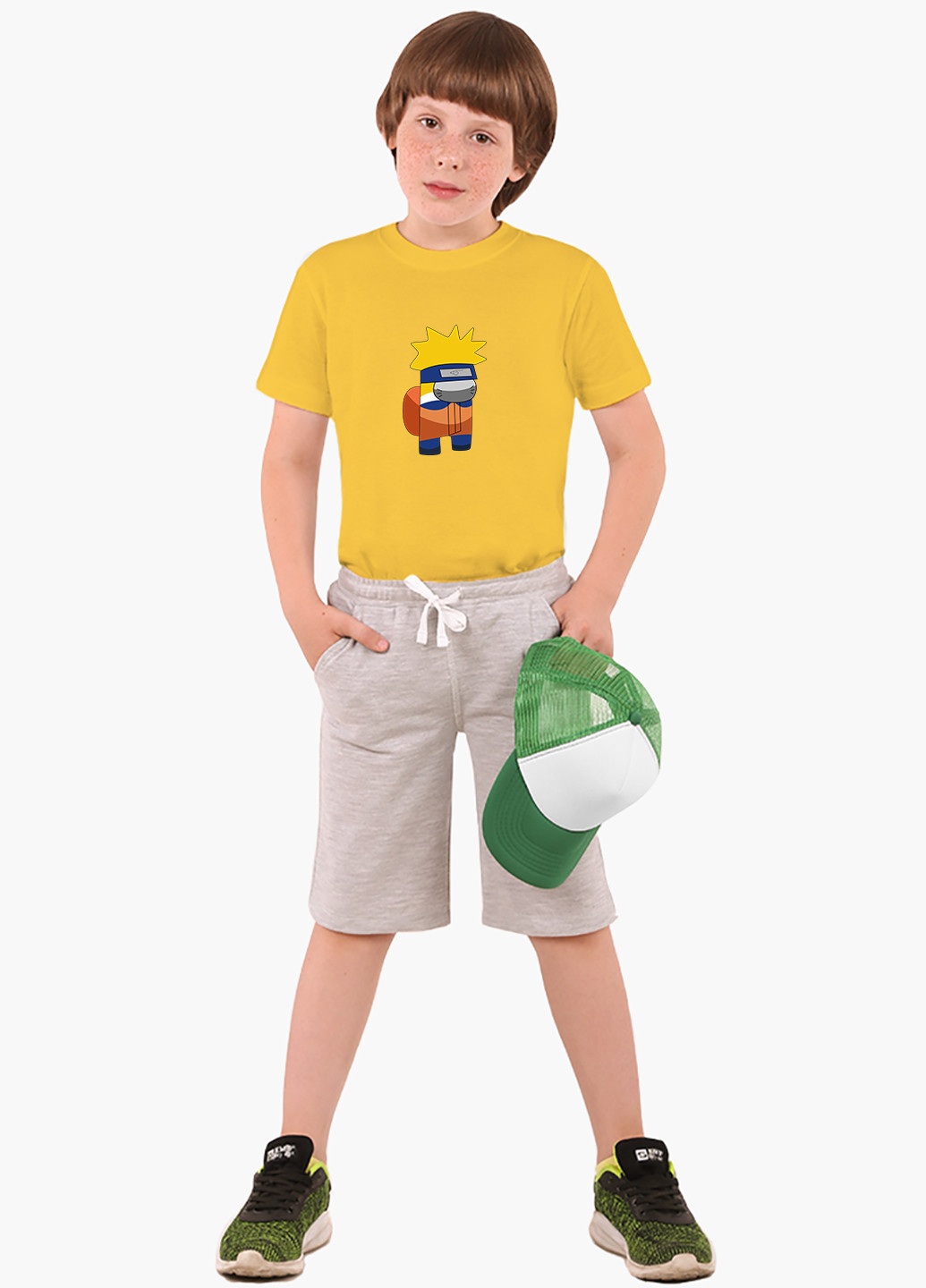 Жовта демісезонна футболка дитяча амонг ас наруто (naruto among us) (9224-2424) MobiPrint