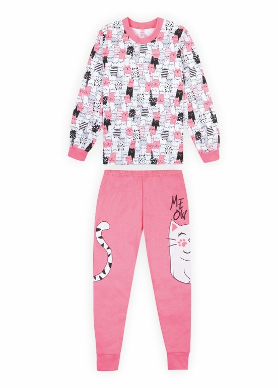 Розовая всесезон детская пижама для девочки pgd-21-10 *cat* Габби