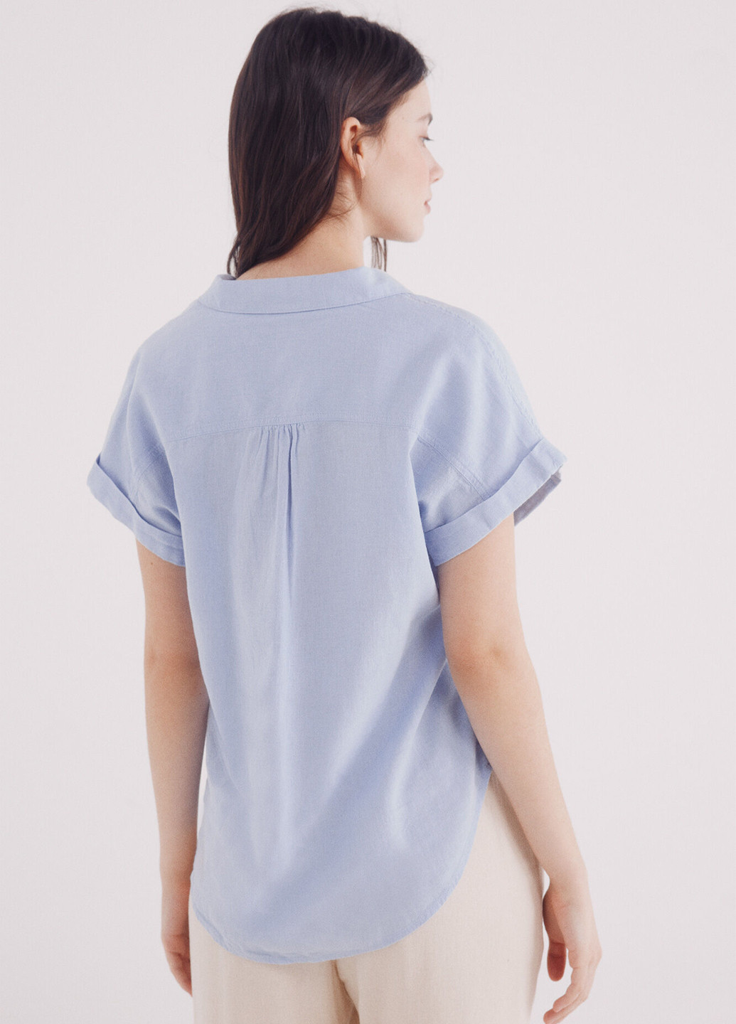 Синяя кэжуал рубашка однотонная Springfield