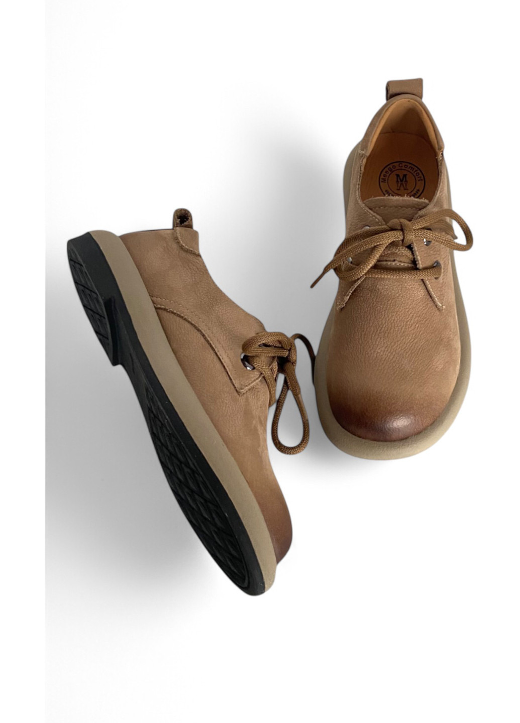 Meego Туфлі дербі коричневий з натуральний нубук, румунія — демісезон (322464949)