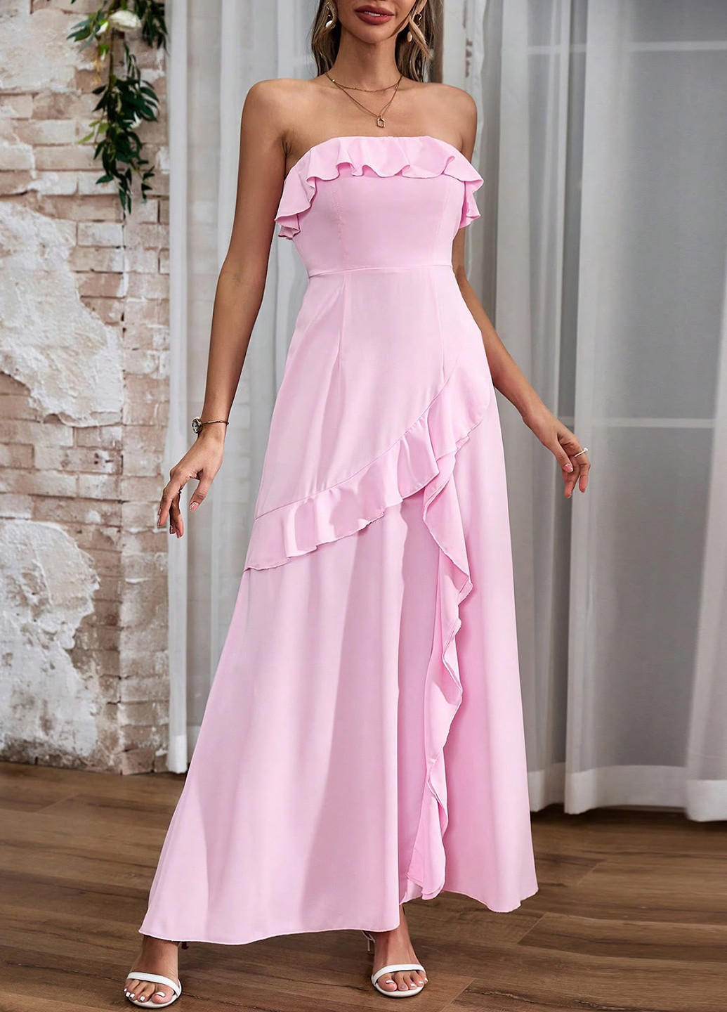 Світло-лілова вечірня сукня кльош, з відкритою спиною SHEIN однотонна