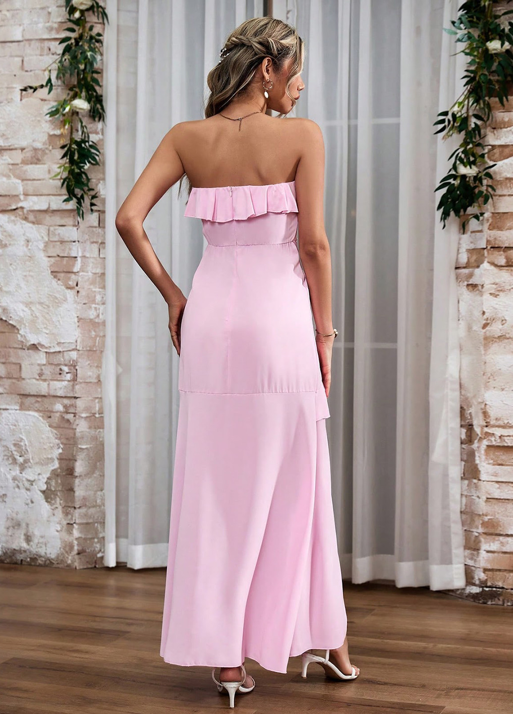 Світло-лілова вечірня сукня кльош, з відкритою спиною SHEIN однотонна