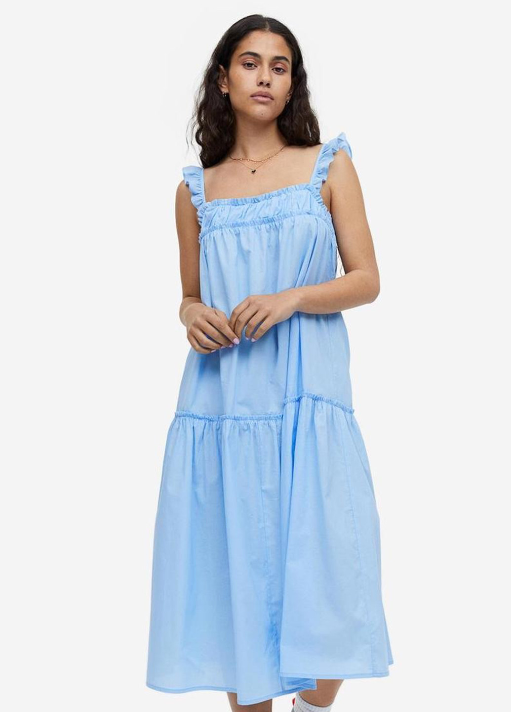 Голубое кэжуал платье а-силуэт H&M однотонное