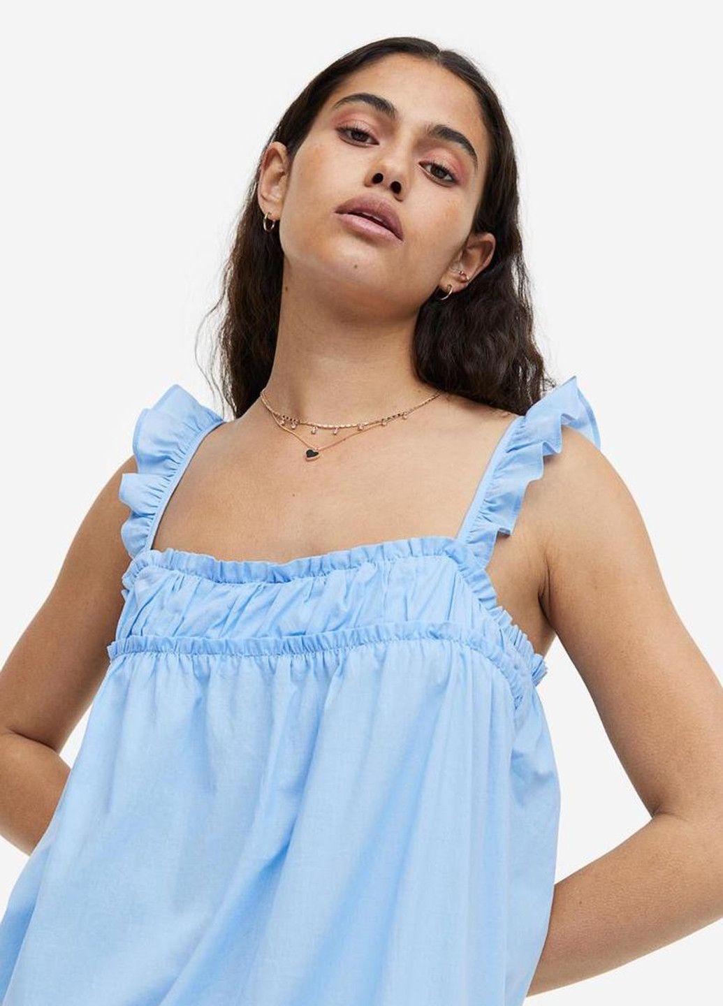 Голубое кэжуал платье а-силуэт H&M однотонное