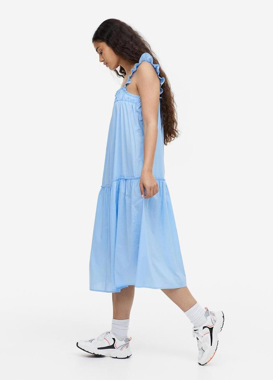 Голубое кэжуал платье а-силуэт H&M однотонное