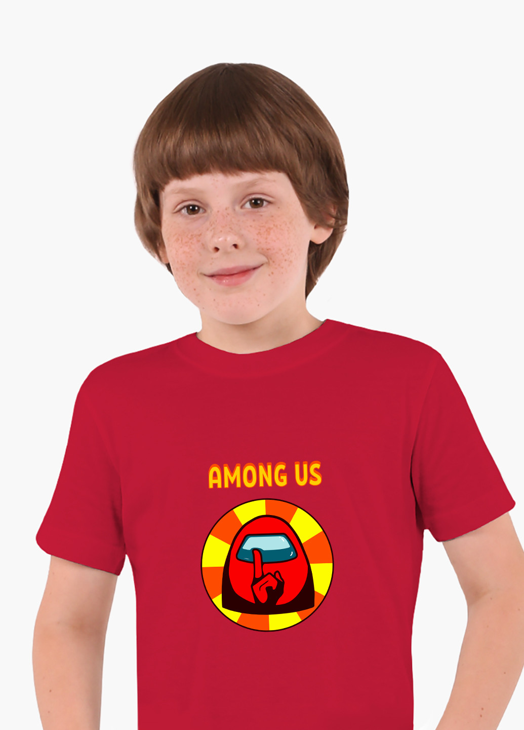Красная демисезонная футболка детская амонг ас красный (among us red)(9224-2412) MobiPrint