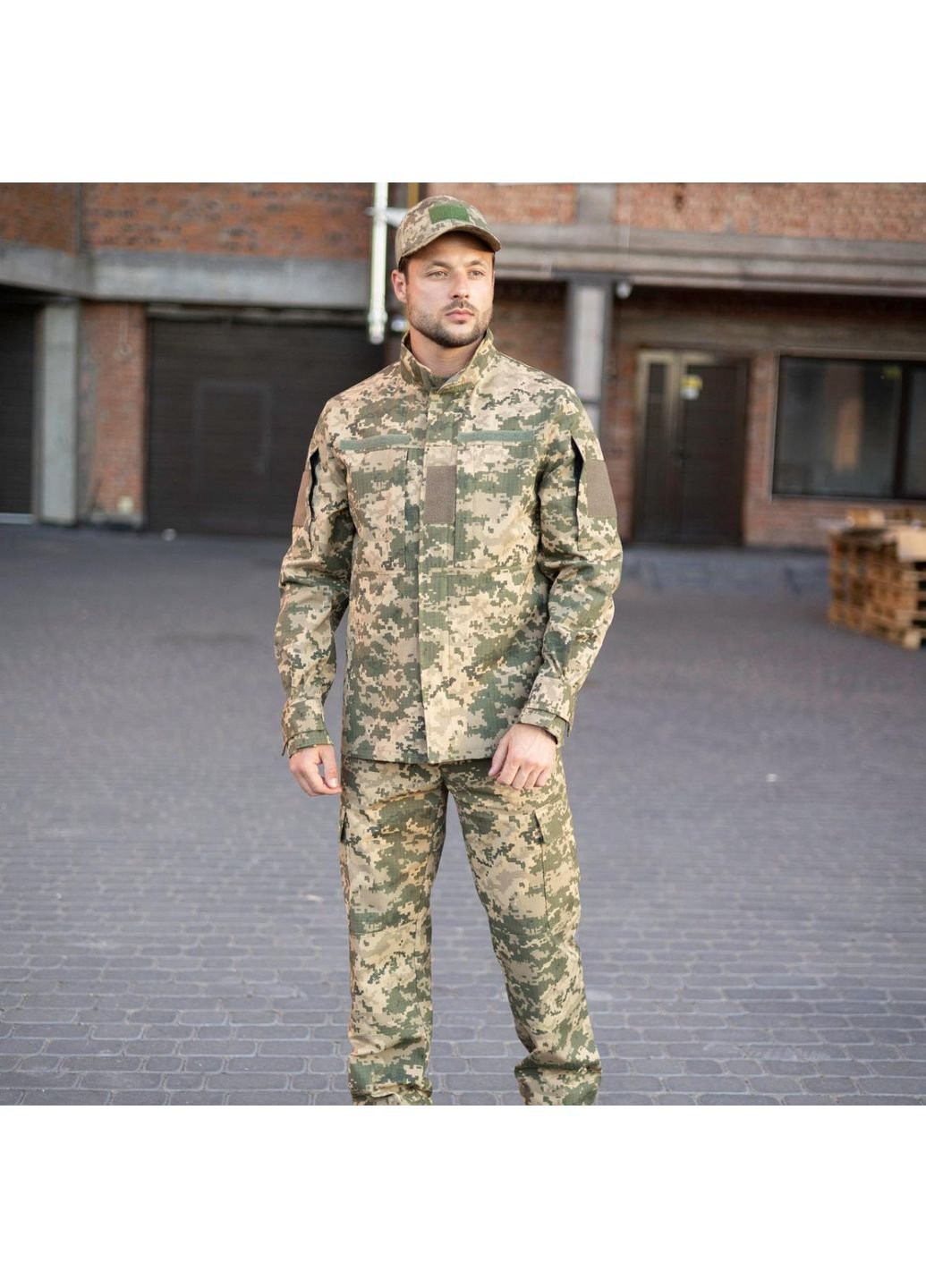 Оливковый (хаки) летний мужской армейский костюм летний для всу (зсу) тактическая форма рип-стоп украина пиксель 52 размер 7113 No Brand