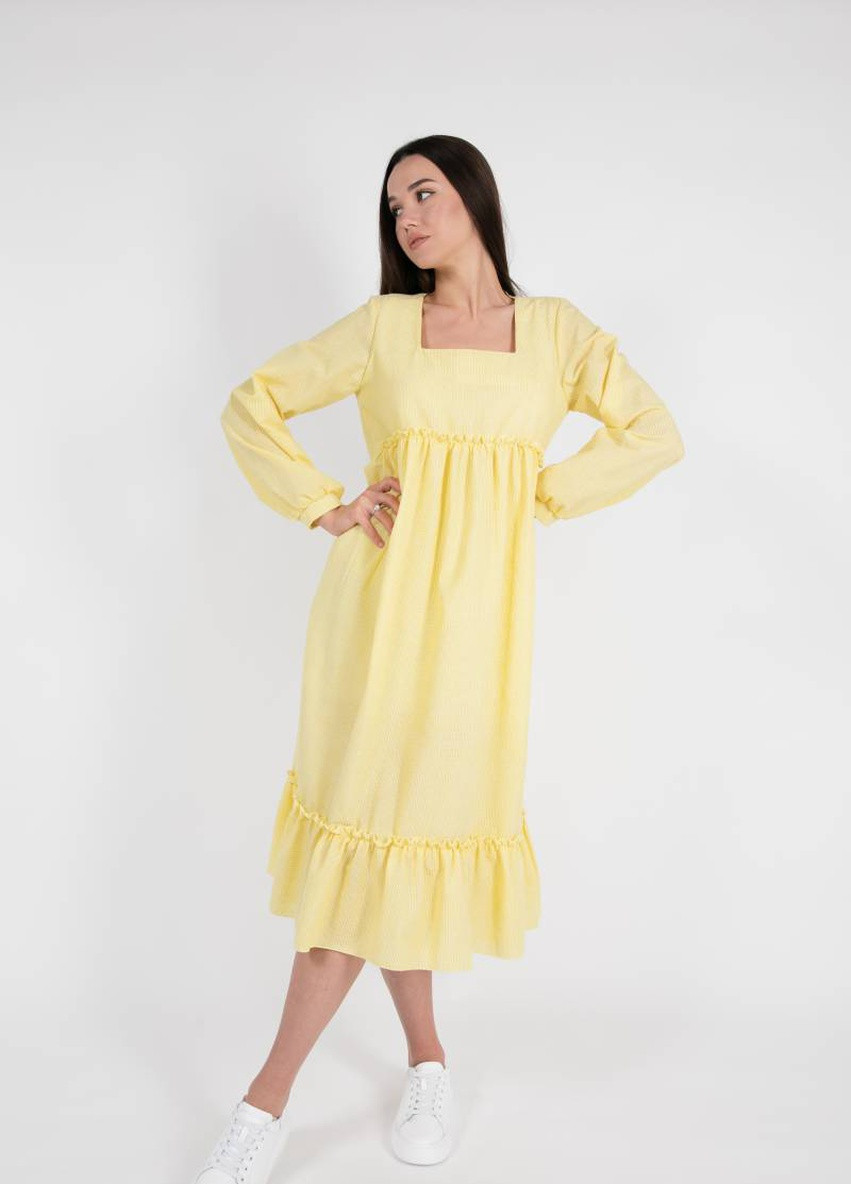 Желтое коктейльное платье "монако" с завышенной талией romashka, желтый, xs|s 9820 Ромашка однотонное
