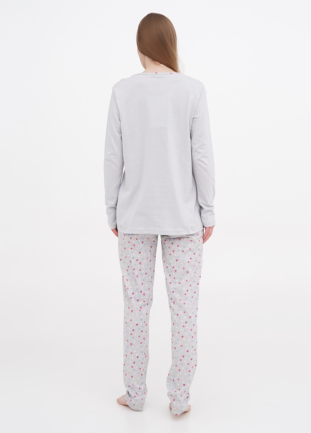 Светло-серая зимняя пижама (лонгслив, брюки) Normann