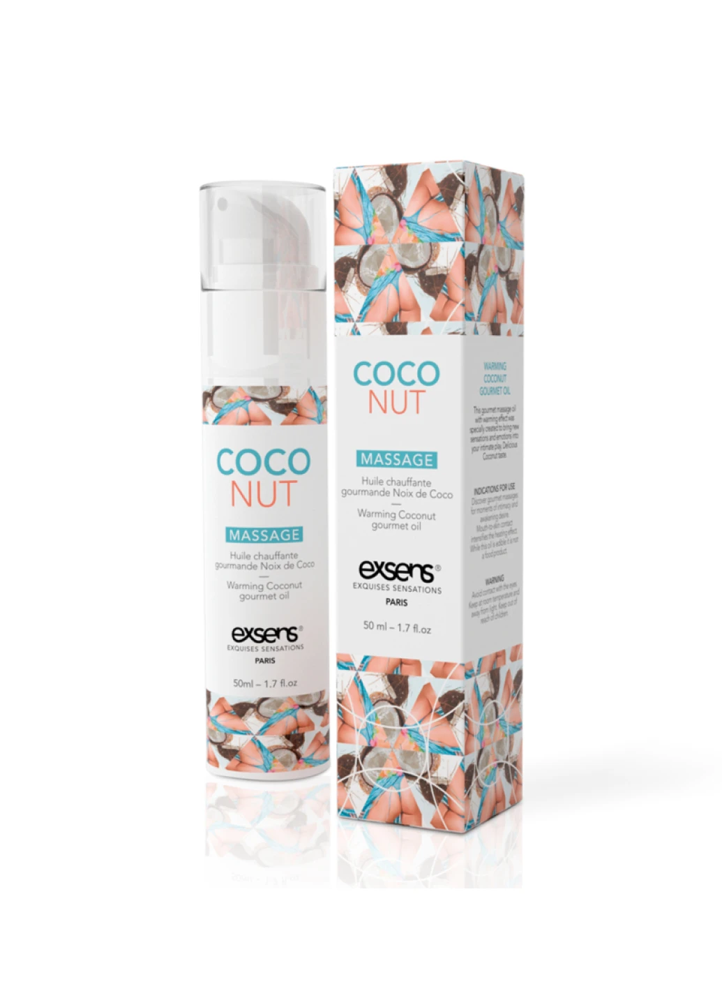 Массажное масло Coconut разогревающее, без сахара, без парабенов, съедобное, 50мл Exsens (251276815)