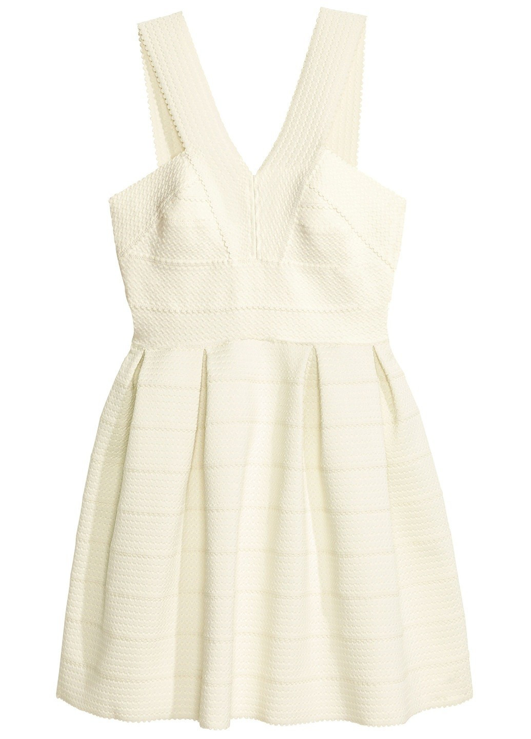 Молочное коктейльное платье клеш H&M однотонное