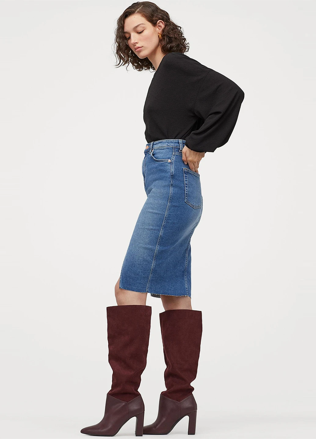 Светло-синяя джинсовая однотонная юбка H&M