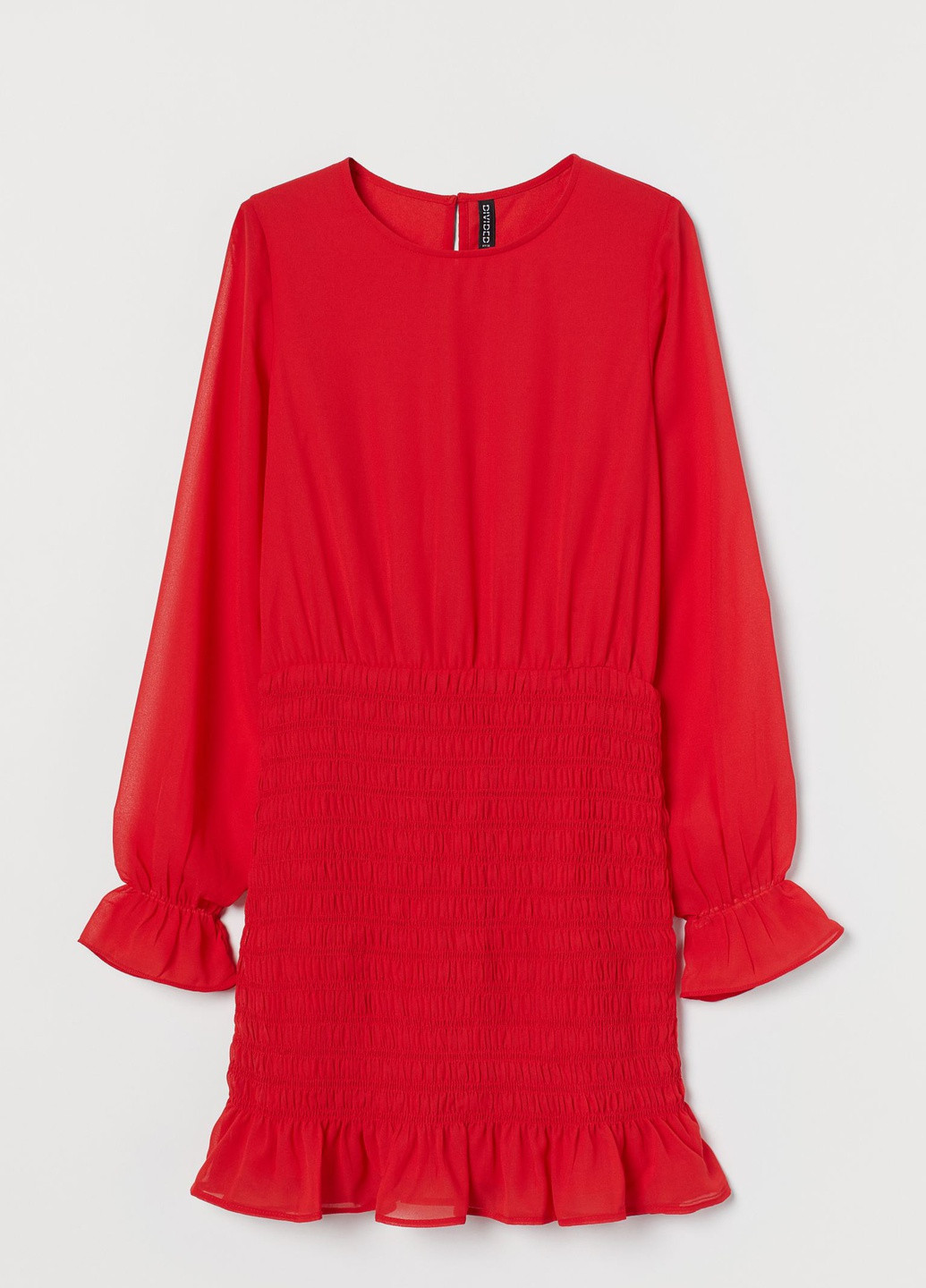 Красное платье H&M однотонное