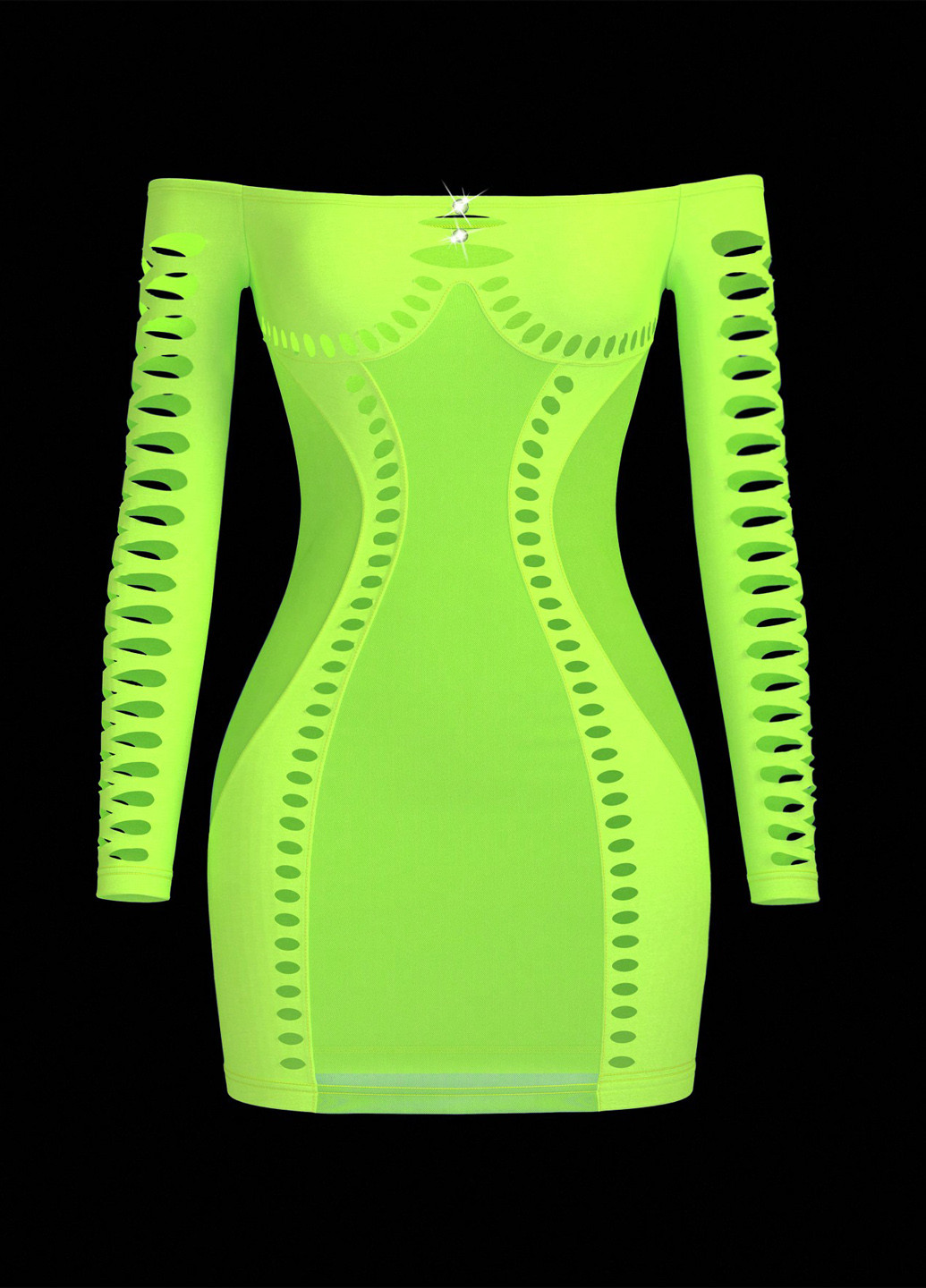 Кислотно-зелена вечірня сукня силуетна, з відкритими плечима SHEIN однотонна