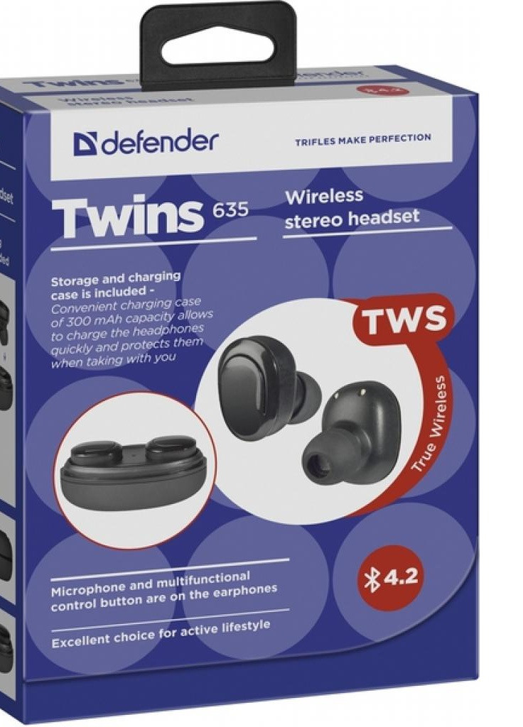 Наушники Twins 635 TWS Bluetooth Black (63635) Defender (207376661)