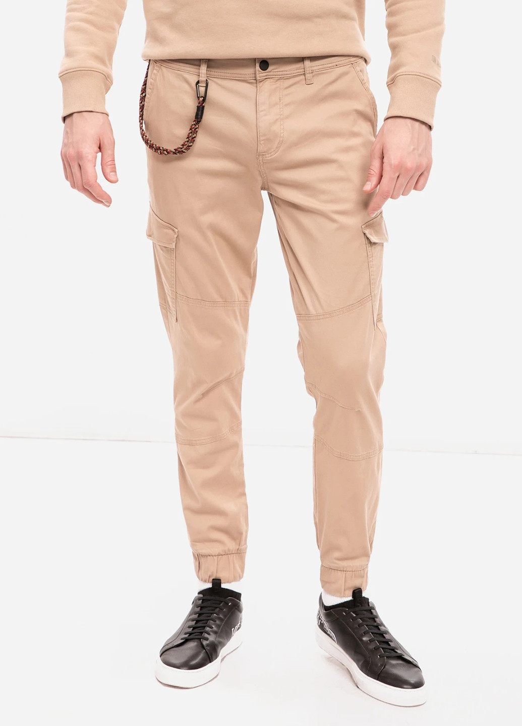 Бежевые кэжуал демисезонные карго, зауженные, джоггеры, укороченные брюки Tom Tailor