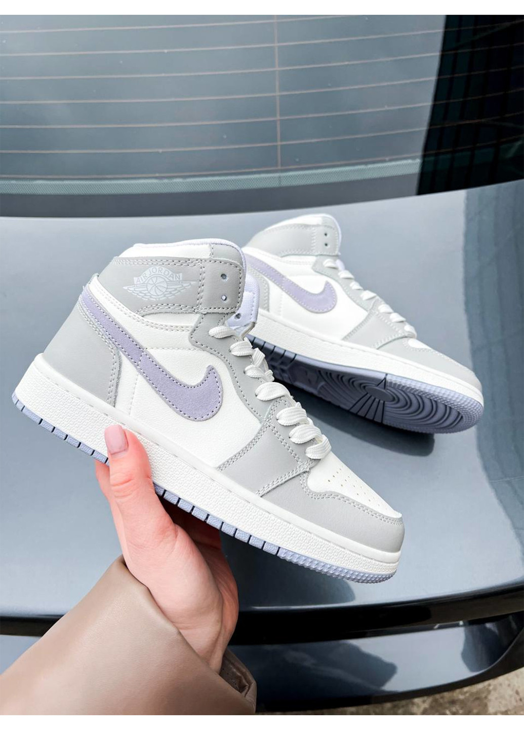 Цветные демисезонные кроссовки Nike Air Jordan Retro 1 Gray Violet