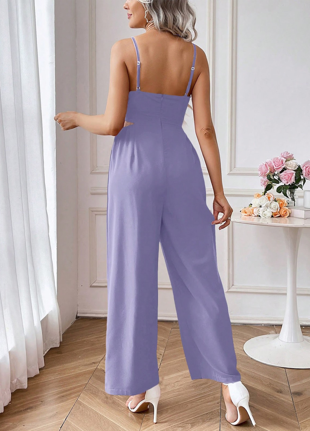 Комбінезон для вагітних SHEIN комбінезон-брюки однотонний бузковий кежуал поліестер