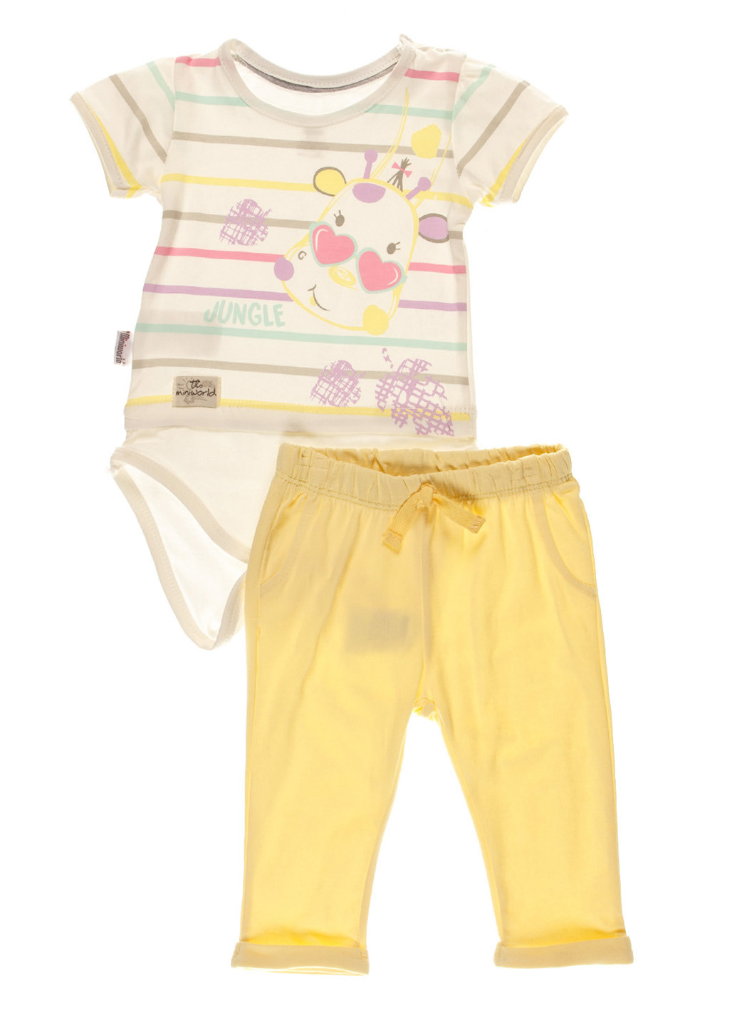 Желтый демисезонный комплект (боди, брюки, косынка) Miniworld