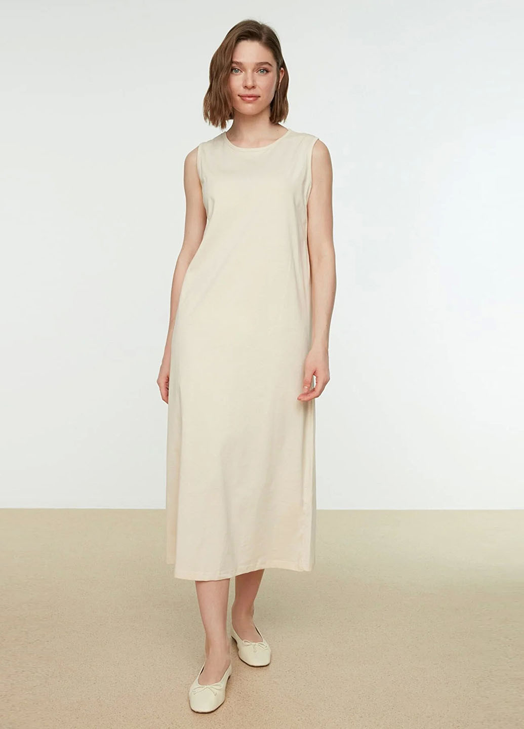 Бежева кежуал сукня а-силует Trendyol однотонна