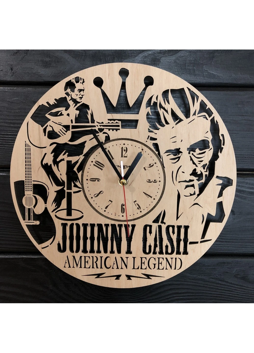 Концептуальний настінний годинник з дерева «Johnny Cash» 7Arts (253567320)