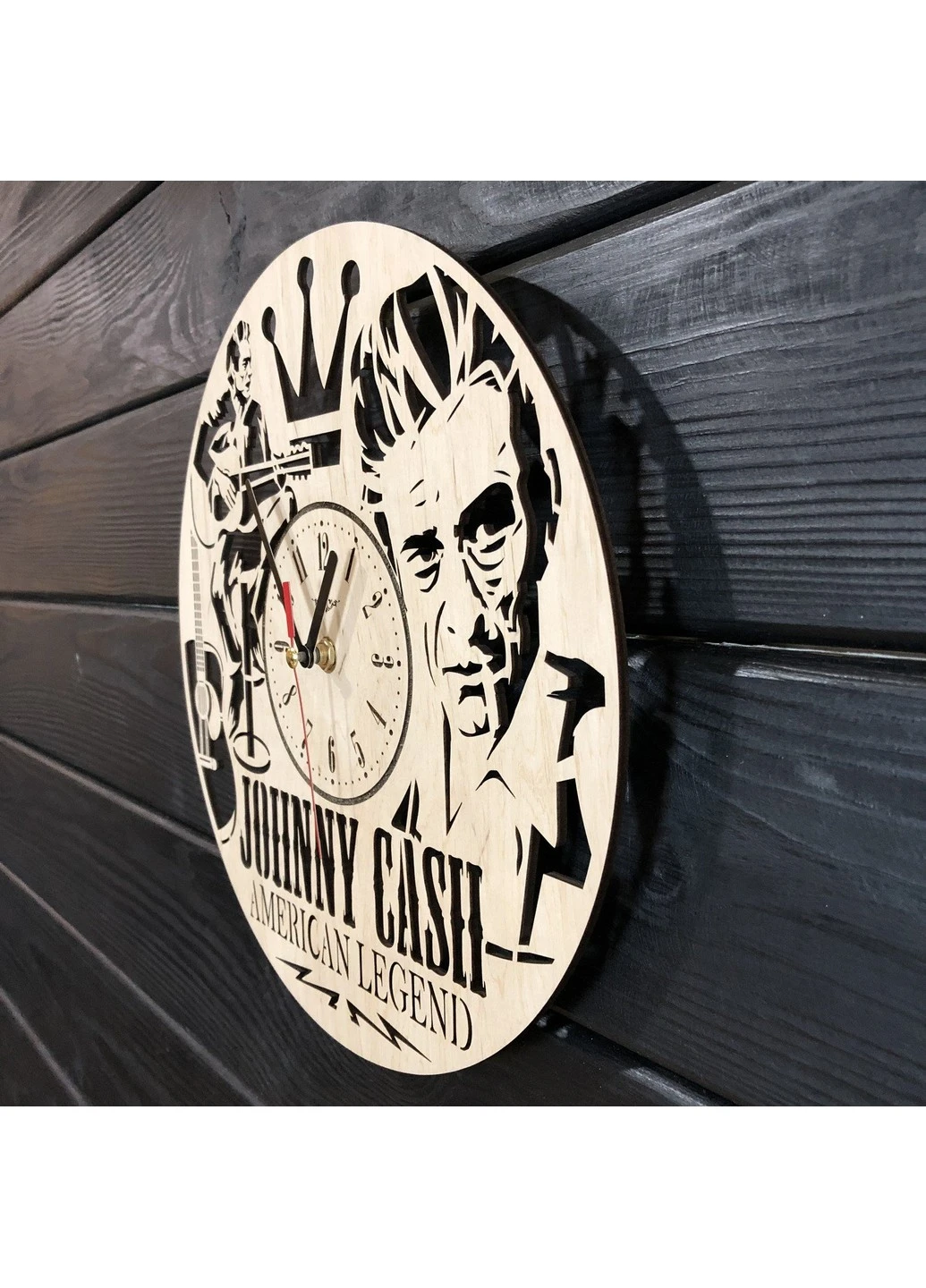 Концептуальний настінний годинник з дерева «Johnny Cash» 7Arts (253567320)