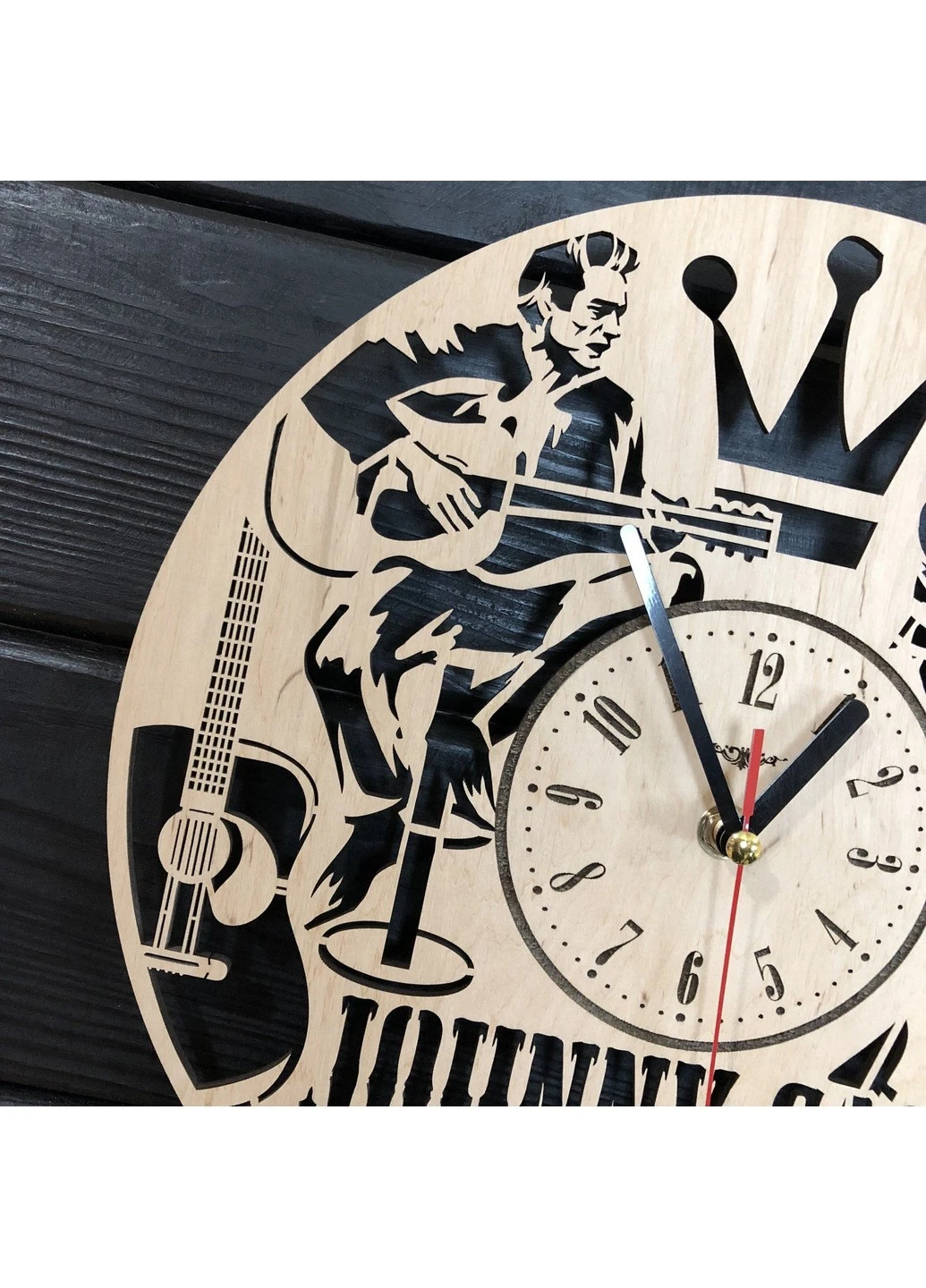 Концептуальний настінний годинник з дерева «Johnny Cash» 7Arts (253567320)