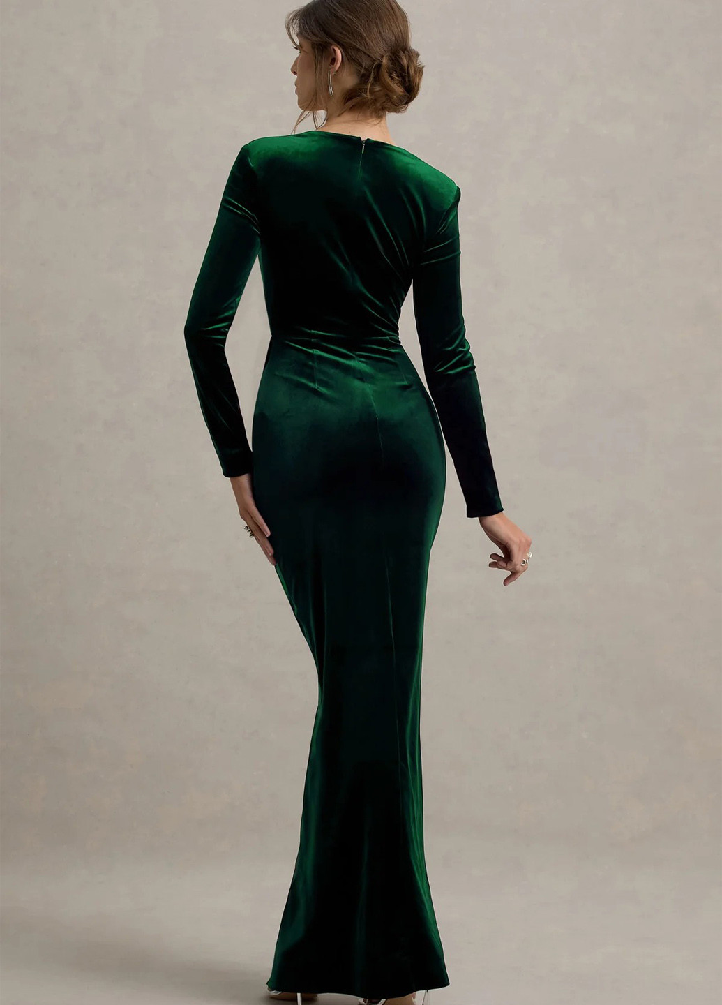 Темно-зеленое вечернее платье годе SHEIN однотонное
